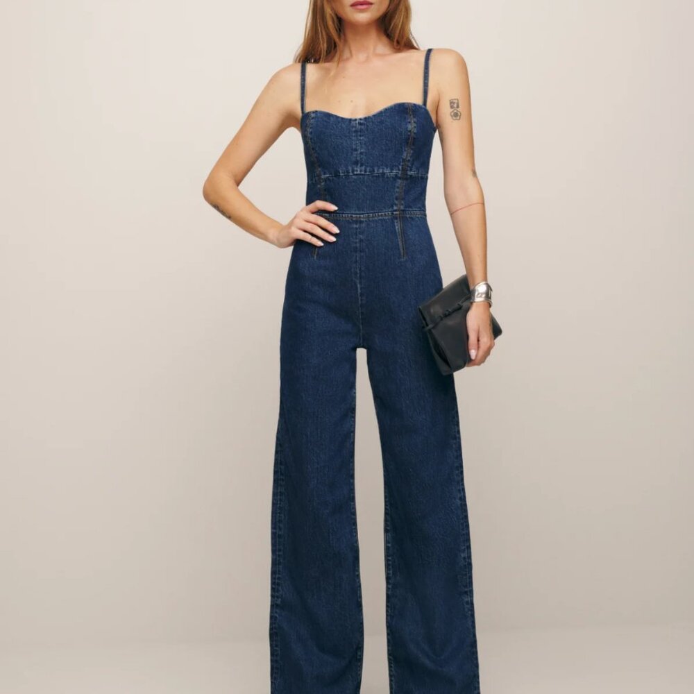 Daphne Wide Leg Denim Jumpsuit–NWT